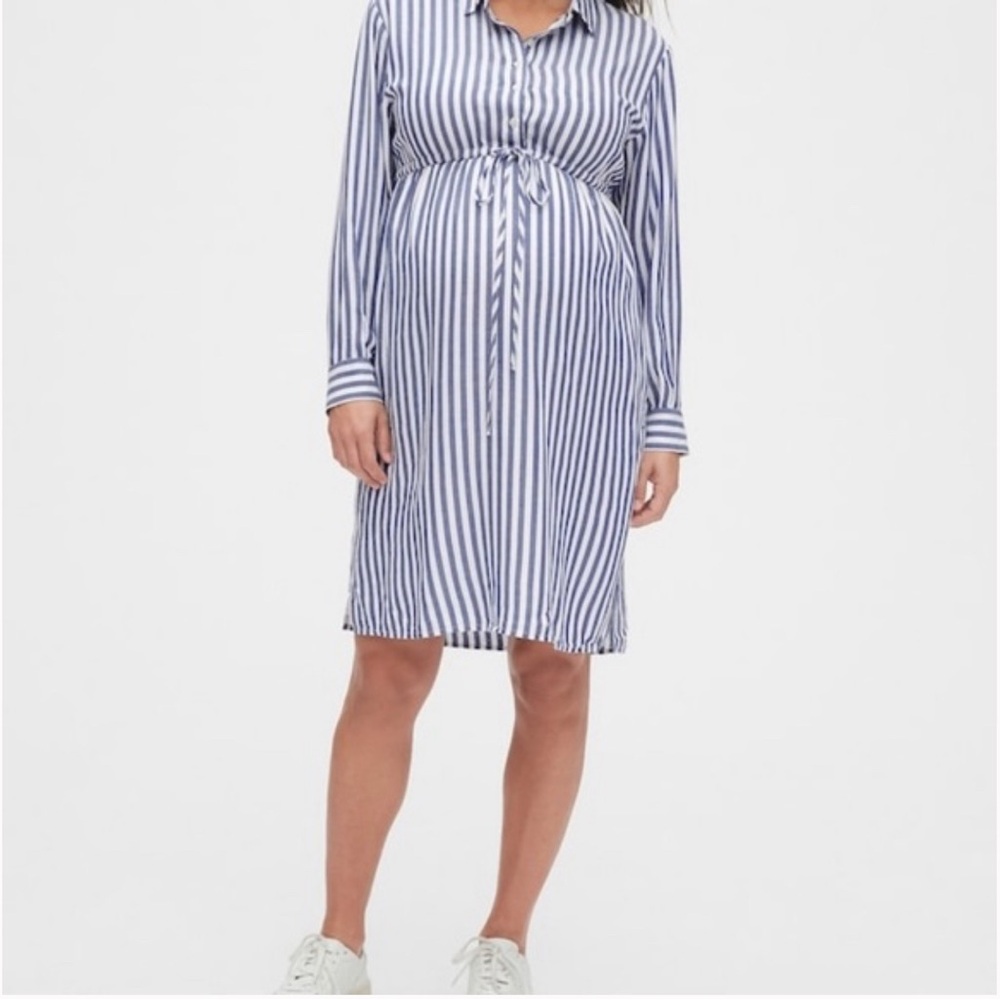 GAP Maternity Striped Shirtdress - Breastfeeding/Nursing Friendly